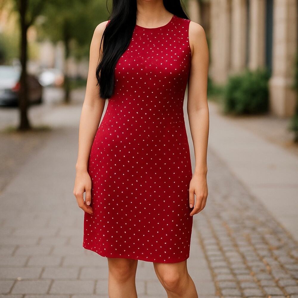 Lauren Ralph Lauren Women's Polka Dot Cotton Poplin Mini Dress Size 10 Red White